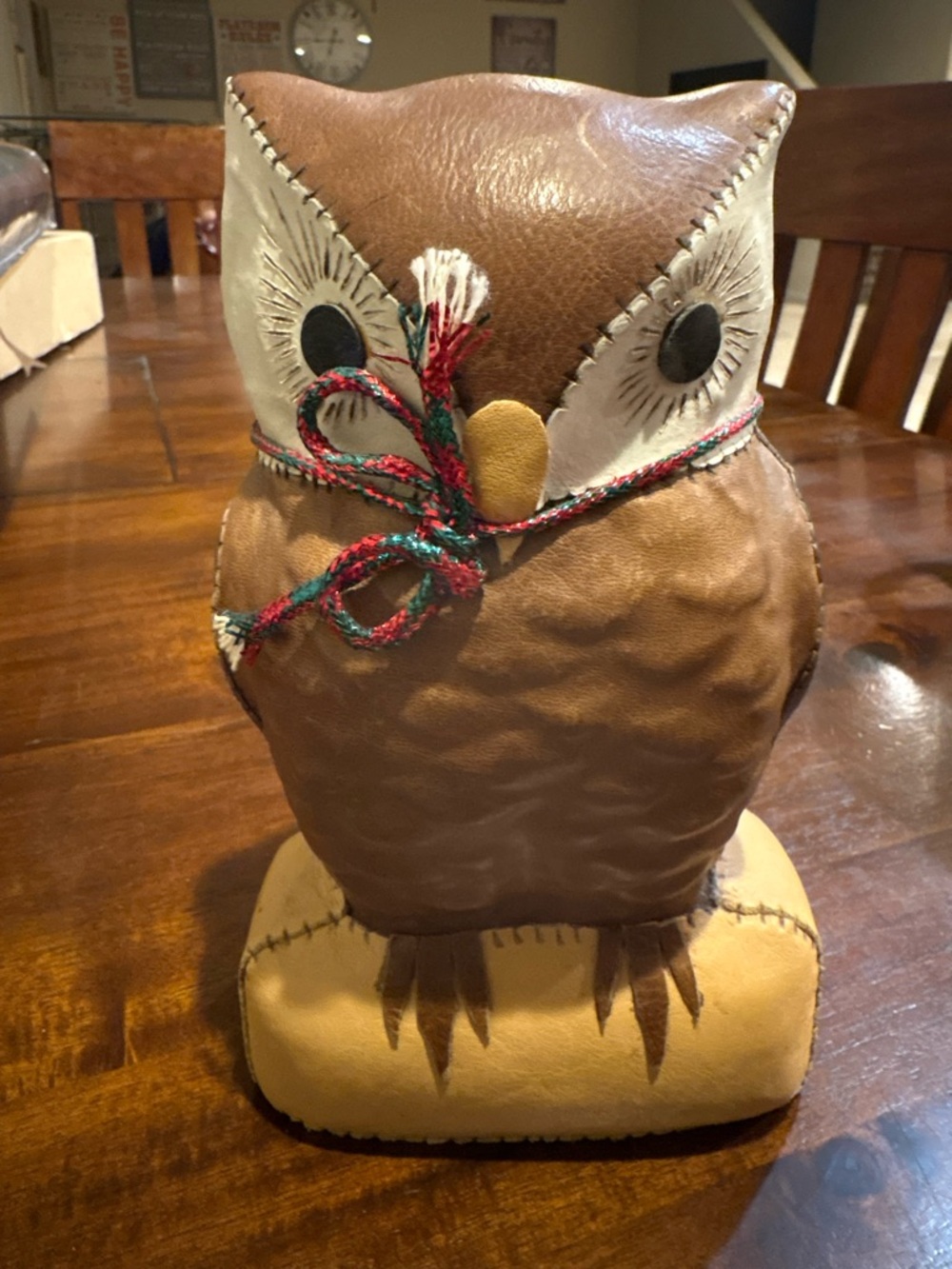 Handcrafted Brown Owl 100% Leather Decorative Home Accent